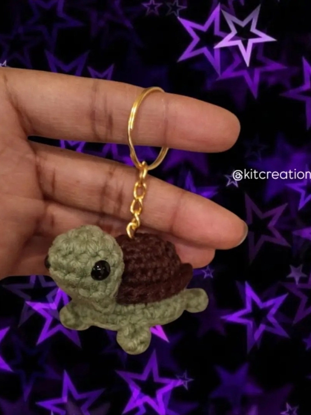 4PC Handmade Green & Brown Crochet Turtle Keychain